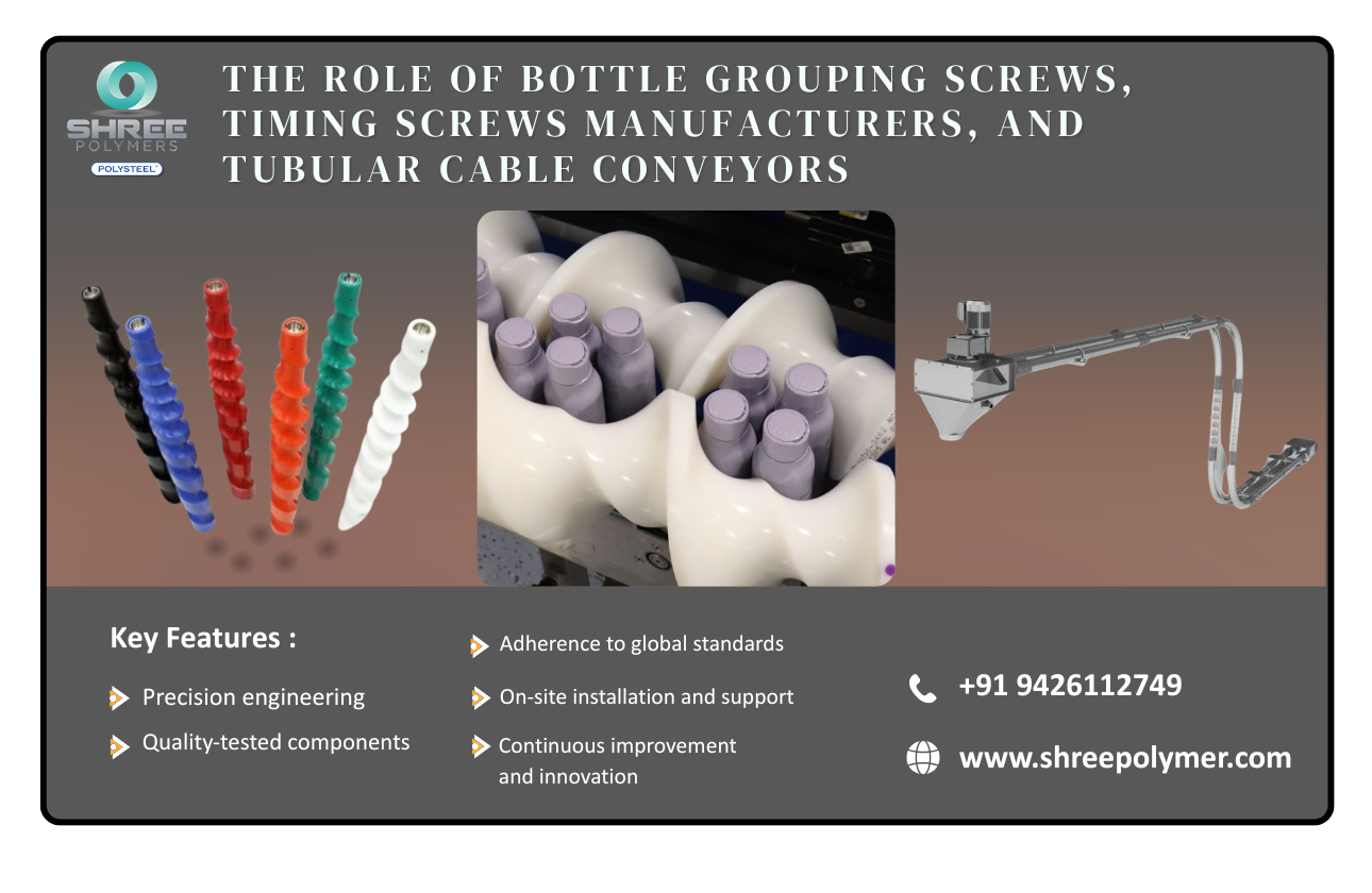 Enhancing Efficiency in Packaging: The Role of Bottle Grouping Screws, Timing Screws Manufacturers, and Tubular Cable Conveyors